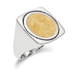 Mens 14K White Gold 1/10AE Coin Ring